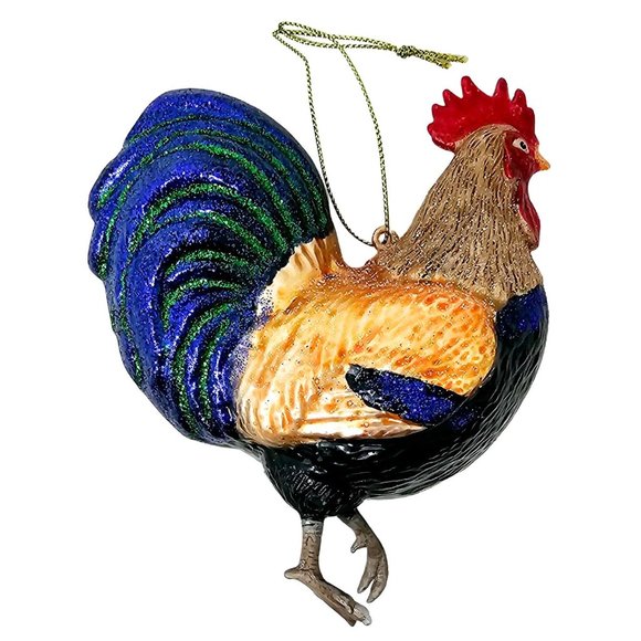 Rooster 5.5" Glass Ornament - Christmas Party Decor - Picture 3 of 3